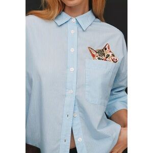 Anthropologie / Maeve Mabel Cat Pocket Buttondown Shirt